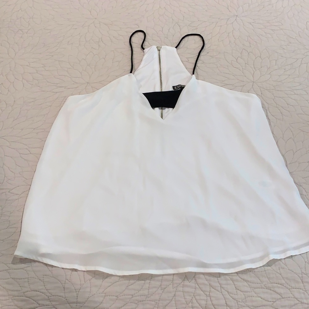 Express white tank with black details